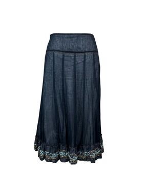 Cynthia Cynthia Steffe Black Beaded Embroidered Gypsy Maxi Skirt Size 12
